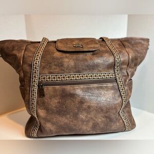 FADEON Large Laptop Tote Backpack Purse Faux Leather Embroidered StrapsXL Travel